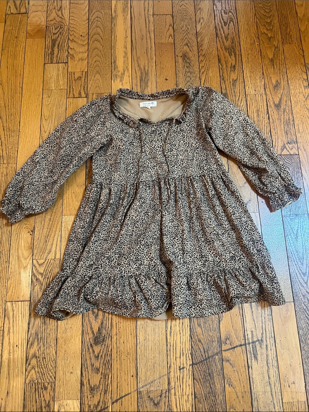 Forever Young Leopard-Print Ruffle-Hem Casual Dress in Brown and Black